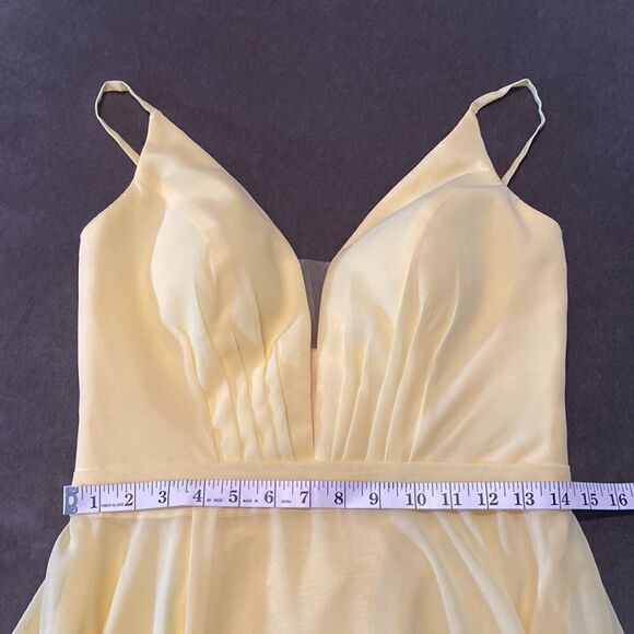 Women’s Yellow Chiffon Full Length Bridesmaid Prom Dress Corset Back Size 10 - Picture 9 of 11